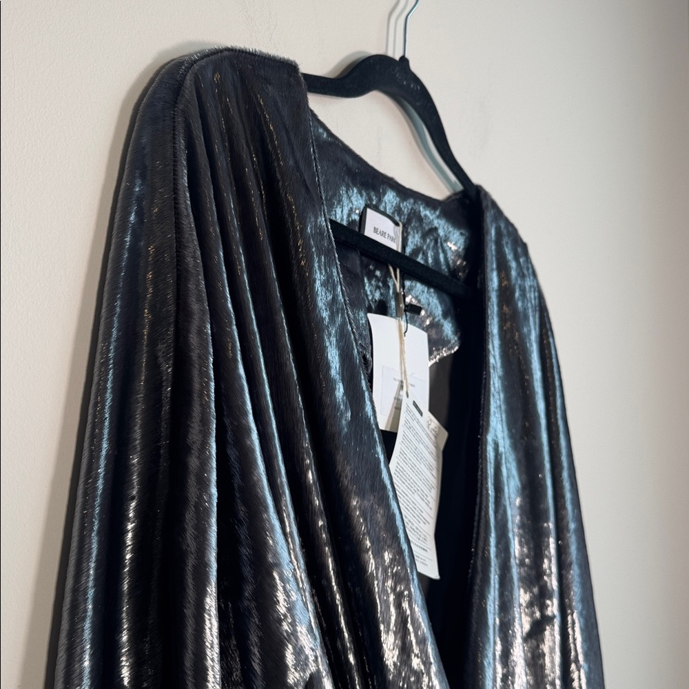 NWT BEARE PARK Velvet Mini Wrap Dress in Silver Tinsel - US 6 - Picture 5 of 8